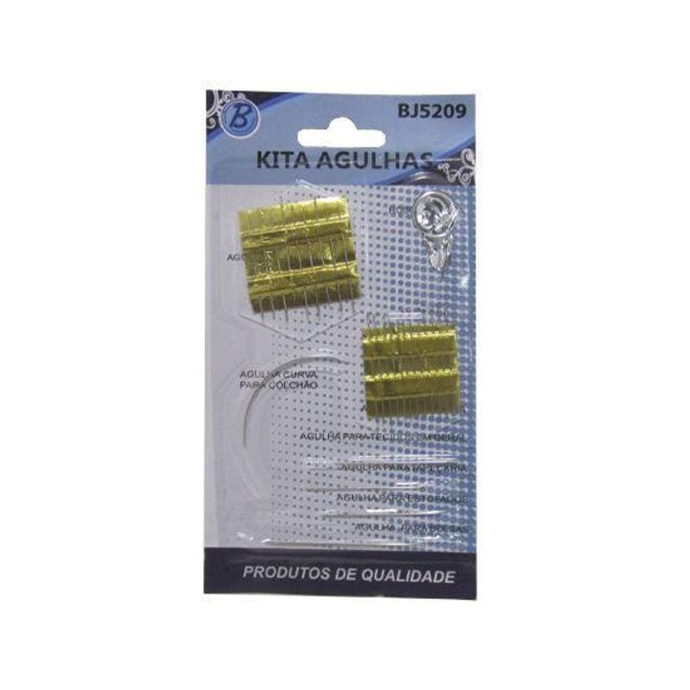 Kit Costura Cartela Com 26 Agulhas + Passador De Linha