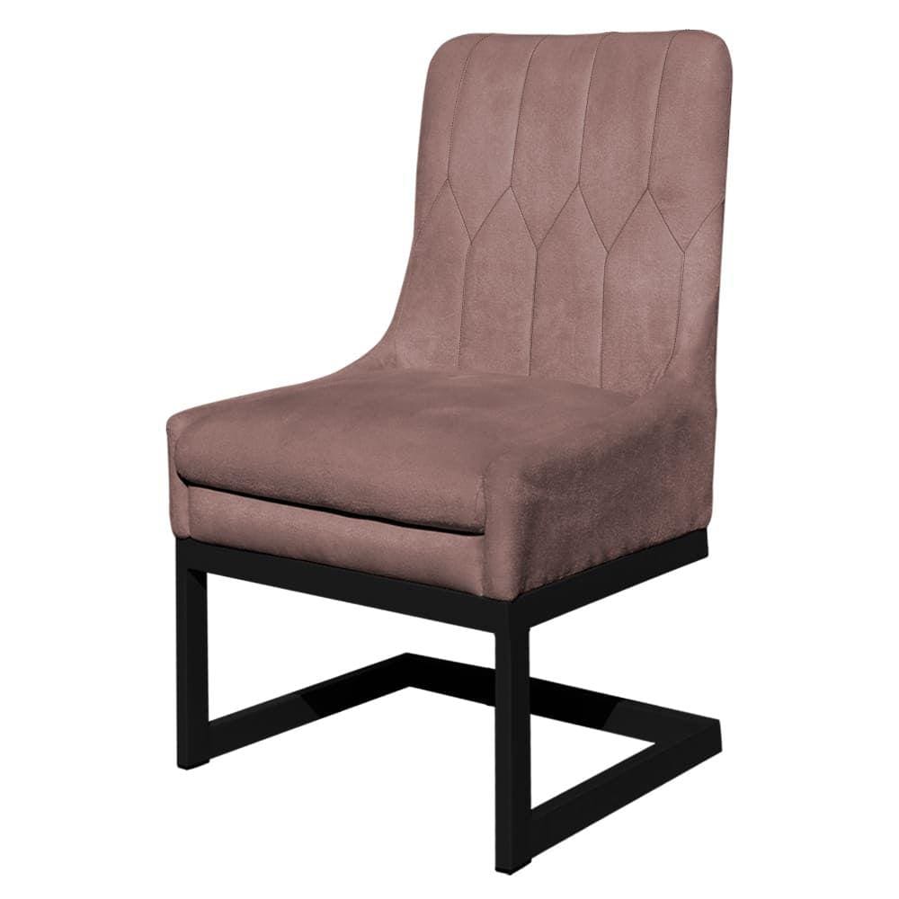 Cadeira Valentina Sala de Jantar Veludo Rose Base Preta - Vallisa Decor