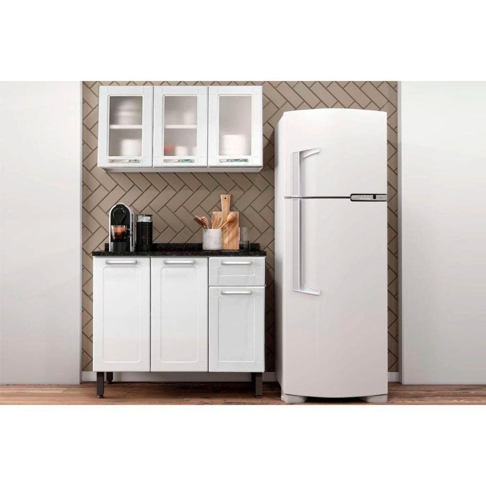 Cozinha Completa Múltipla 2 Peças (1 Aéreo + 1 Balcão) Branco - Bertolini