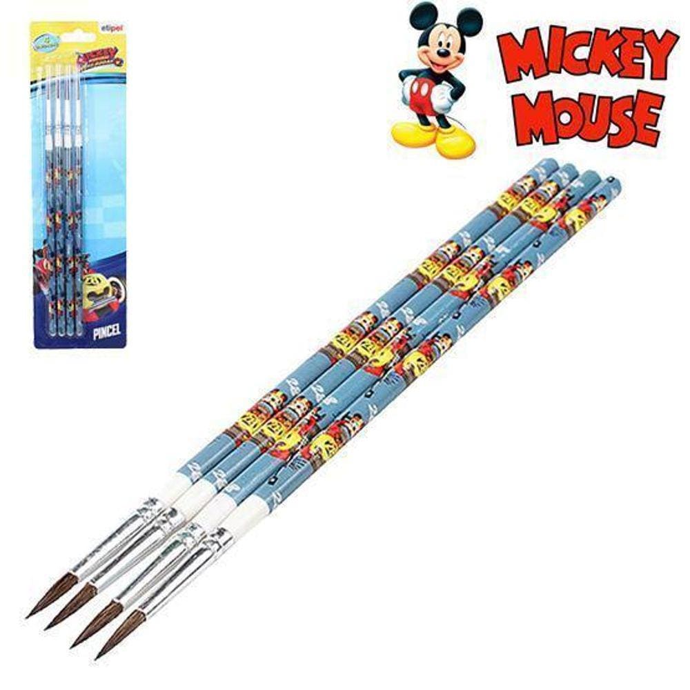 Pincel Artistico Infantil Ponta Arredondada 4 Pecas Mickey