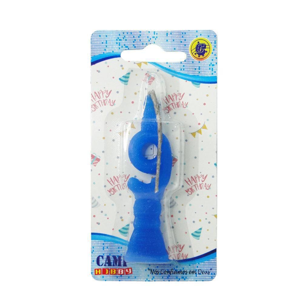 Vela De Aniversario Numero 9 Azul 8Cm