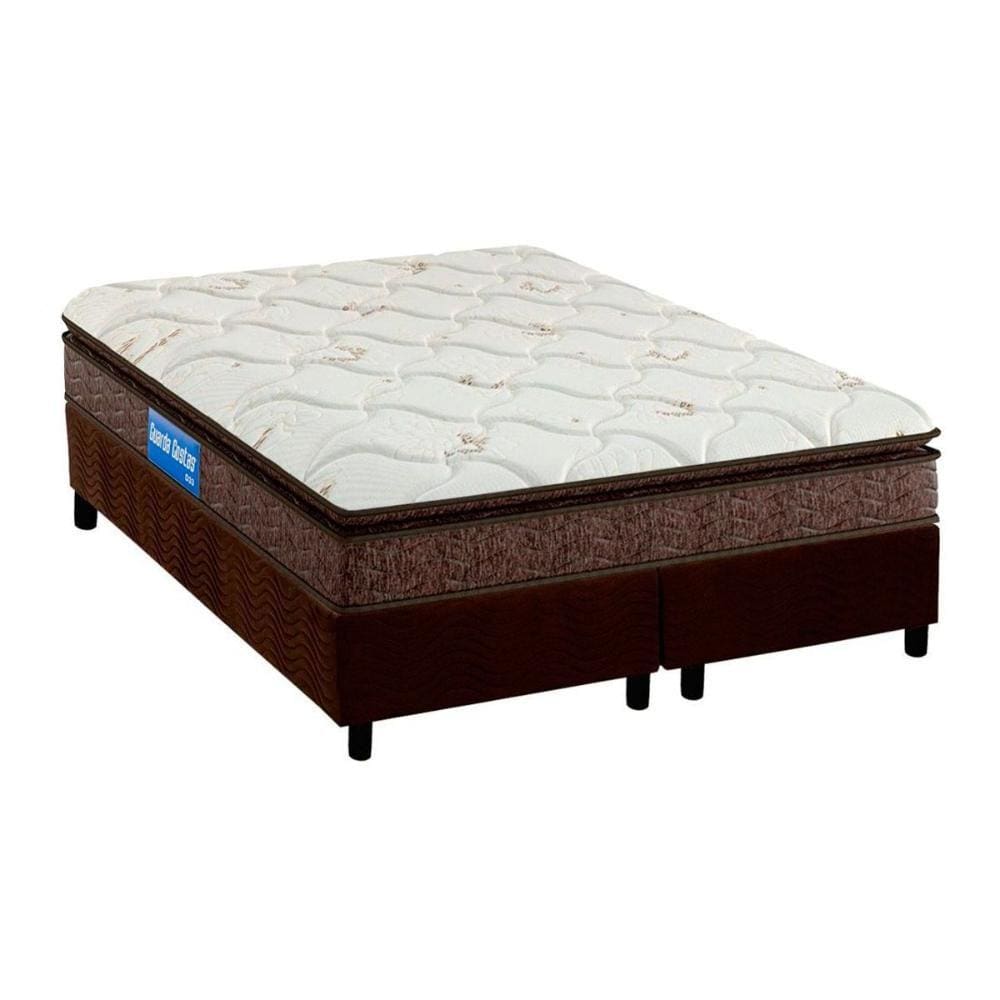 Cama Box Queen: Colchão Espuma D33 Probel Guarda Costas Plus + Base CRC Suede Brown(158x198)