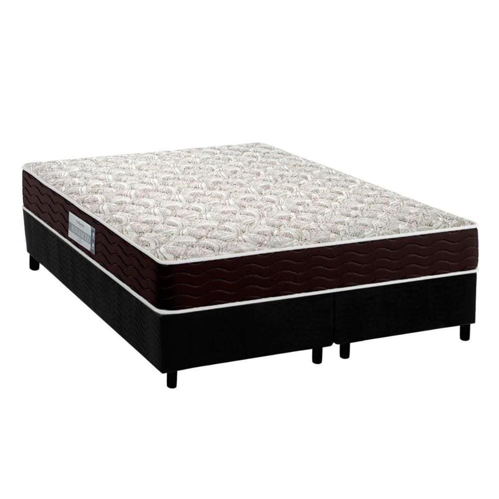 Cama Box Queen: Colchão Espuma D33 Probel Advanced + Base CRC Suede Black(158x198)