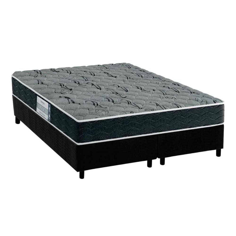 Cama Box King: Colchão Espuma D33 Probel Advanced Mega Resistente + Base CRC Suede Black(193x203)