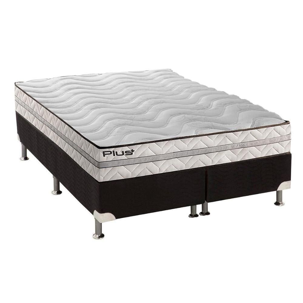 Cama Box Queen: Colchão Espuma D33 Paropas Pasquale Plus + Base CRC Suede Black(158x198)