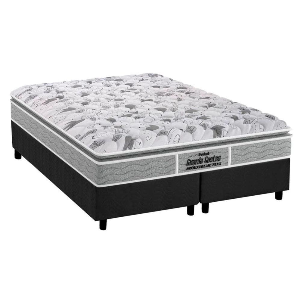 Conjunto Box Queen: Colchão Anatômico Probel D45/EP Firmepedic Guarda Costas Próextreme Plus + Base CRC Suede Gray(158x198)