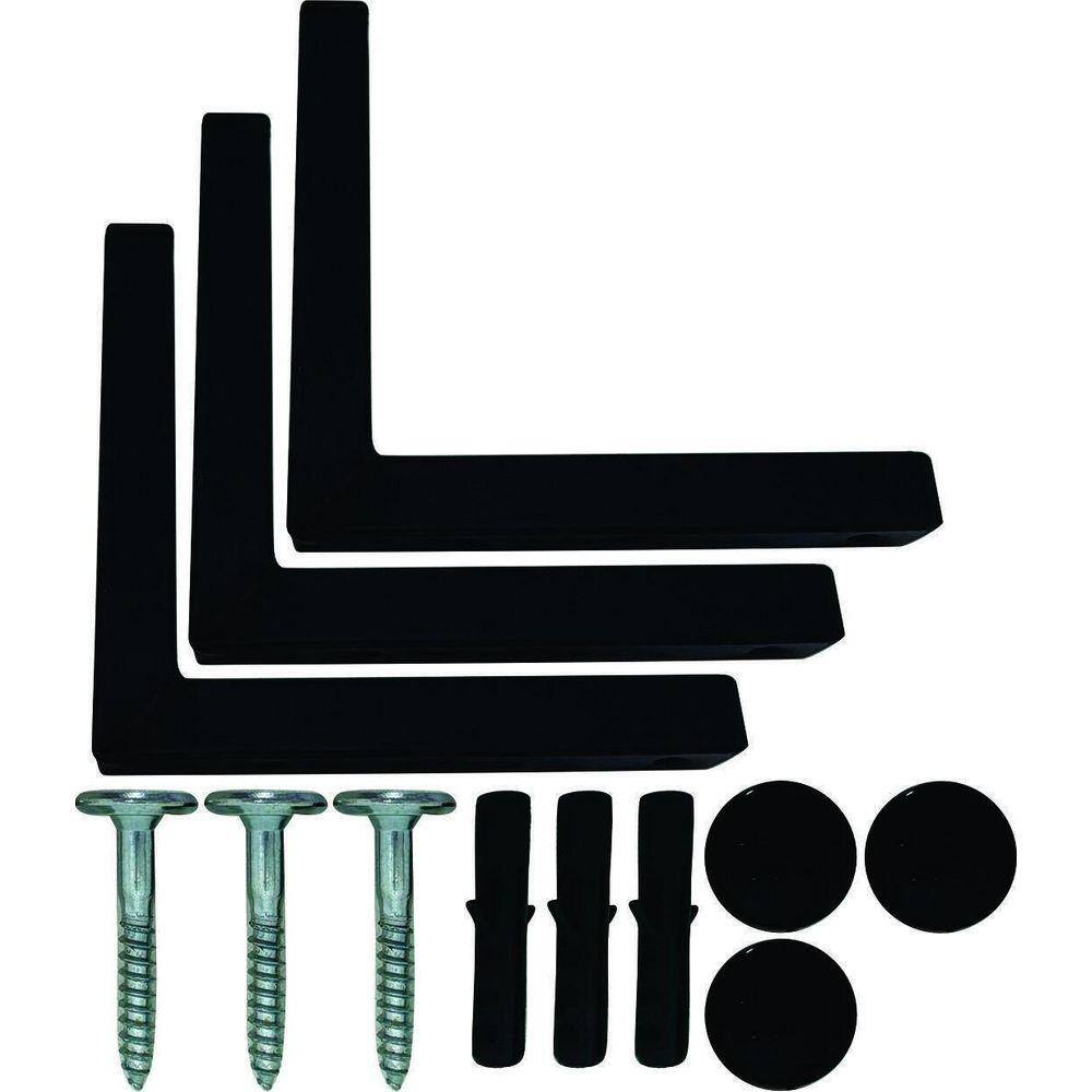 Kit 3 Suportes Mão Francesa Cantoneira Prateira Preto 25Cm