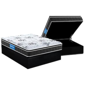Conjunto Box Baú Casal: Colchão Espuma Probel D33 Guarda Costas Premium Extra Firme Pillow Top + Base CRC Suede Black(138x188)