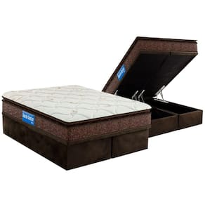 Conjunto Box Baú Queen: Colchão Espuma Probel D33 Guarda Costas Plus Pillow Top + Base CRC Suede Brown(158x198)