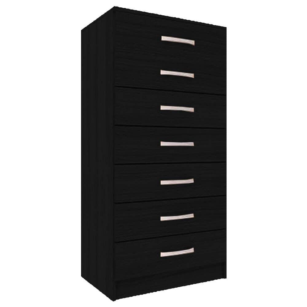 Cômoda com 7 Gavetas Evidencia Cor Preto