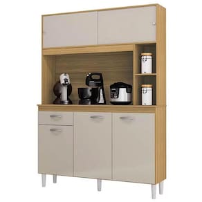 Armário de Cozinha 5 Portas 1 Gaveta Duda 120cm Cor Damasco Off White
