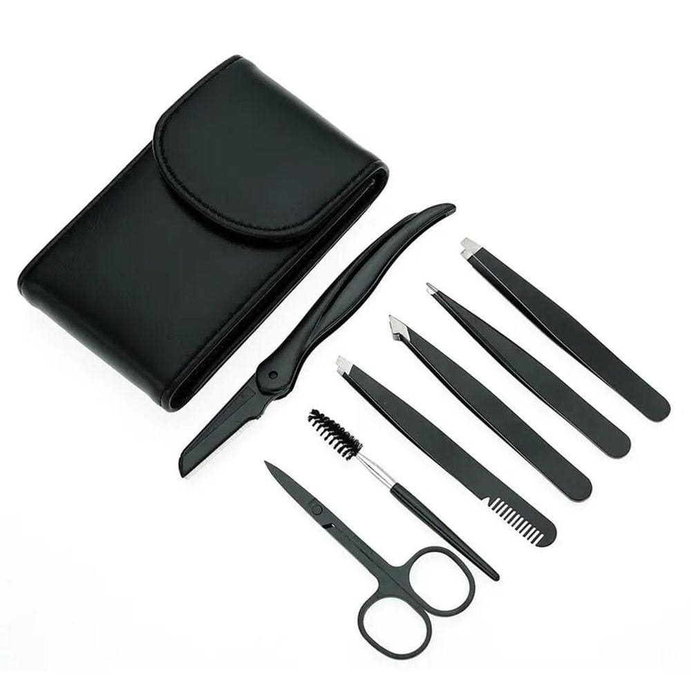 Kit Com 4 Pinças De Sobrancelha Tesoura + Navalha E Pente