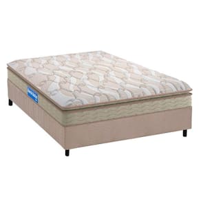 Cama Box Casal: Colchão Espuma D45 Probel Guarda Costas + Base CRC Suede Clean(138x188)