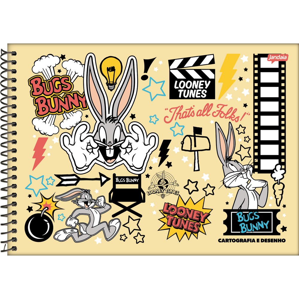 Caderno Cartografia Capa Dura 80 Folhas Looney Tunes