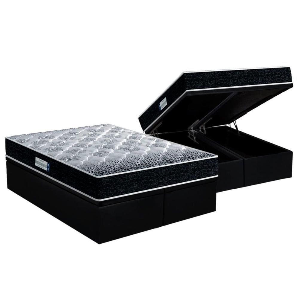 Cama Box Baú King: Colchão Anatômico Probel D33 / EP ProDormir Advanced Tech1500 + Base CRC Suede Preto(193x203)