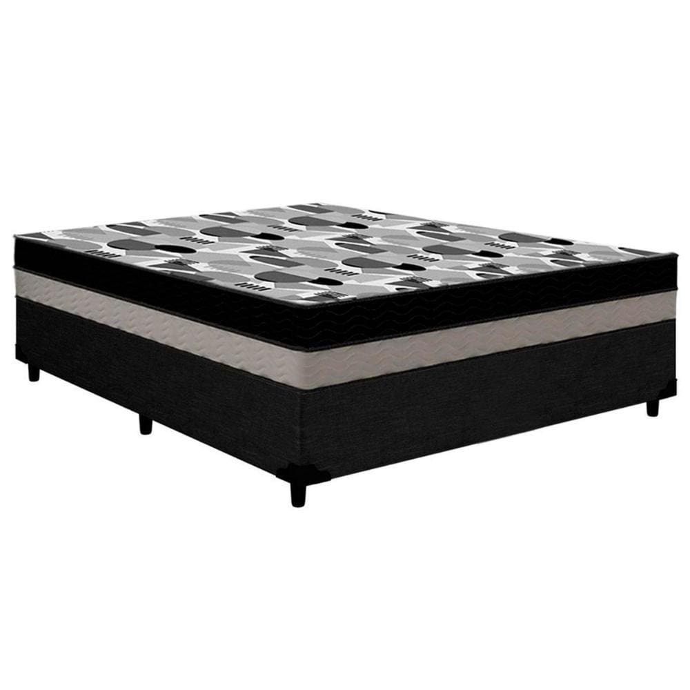 Cama Box Viúva: Colchão Anatômico Ortobom D33/EP ISO 100 Double Face + Base CRC Courano Black(128x188x20)