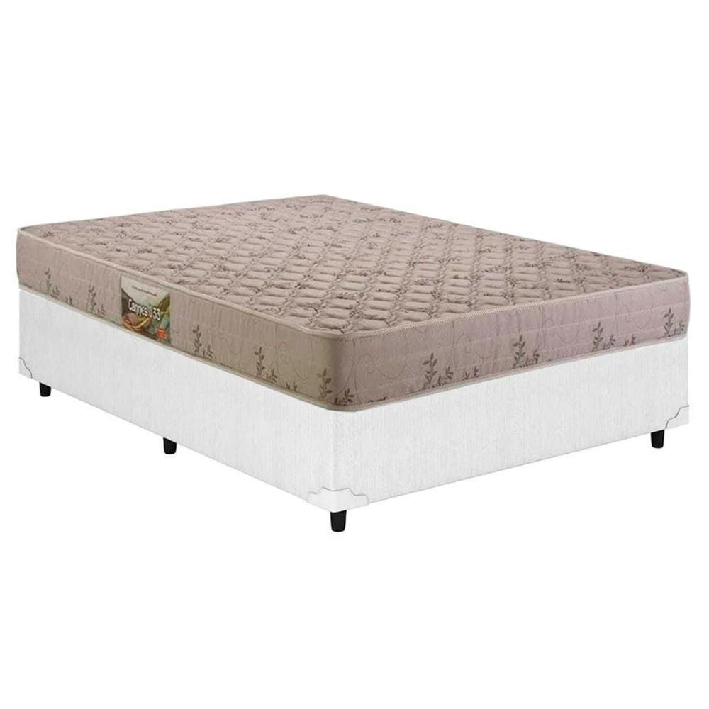 Cama Box Casal: Colchão Espuma D33 Herval Cannes + Base CRC Courano Clean(138x188)