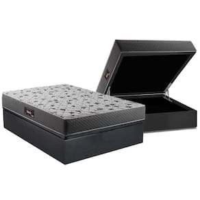 Cama Box Baú Casal: Colchão Anatômico Herval D28 / AG65 Black Double Face + Base CRC Suede Gray(138x188)