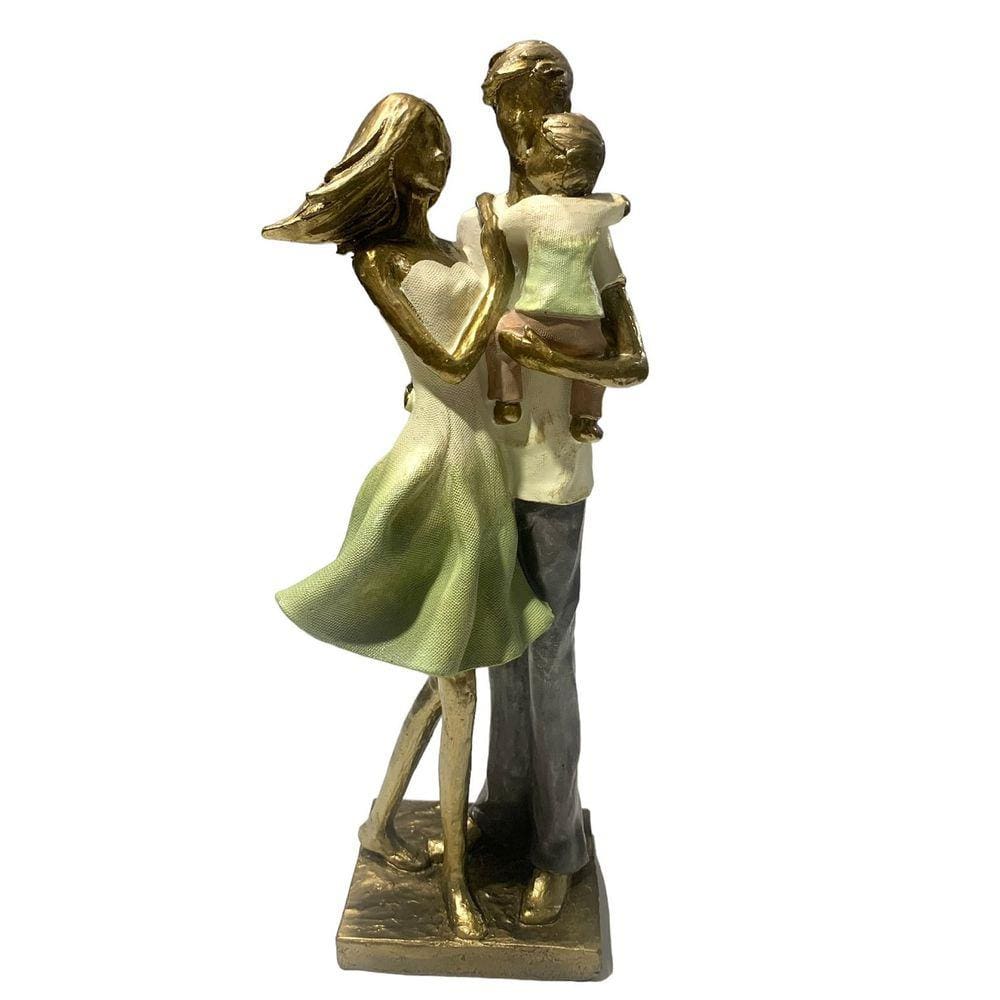 Escultura Figura Decorativa em Resina Linda Família Dourado