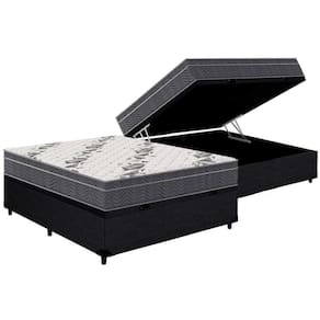 Cama Box Baú Casal: Colchão Anatômico Ortobom D33 / EP Airtech 100 + Base CRC Courano Black(138x188)
