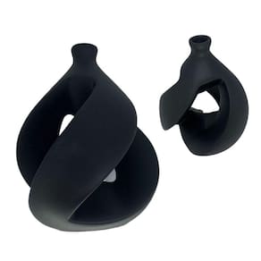 Vaso Cerâmico Vasado Curvo Decorativo Moderno