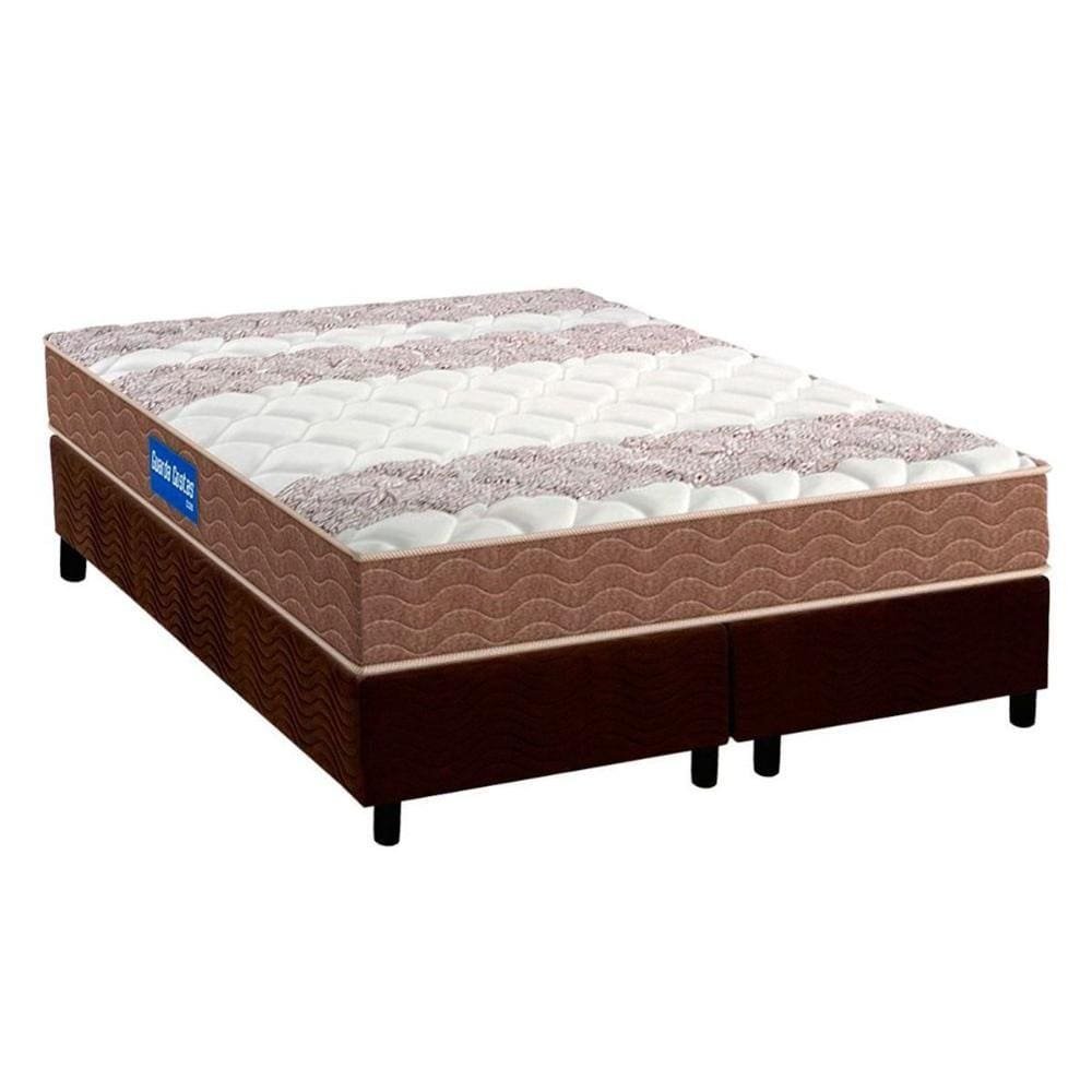 Cama Box Queen: Colchão Espuma D33 Probel Guarda Costas + Base CRC Suede Brown(158x198)