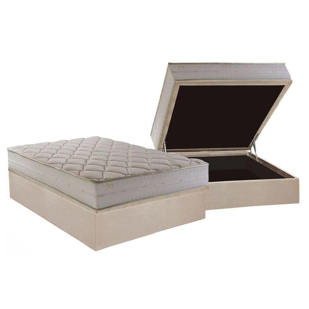 Cama Box Baú Casal: Colchão Anatômico Herval D28 / AG65 Joy + Base CRC Suede Clean(138x188)