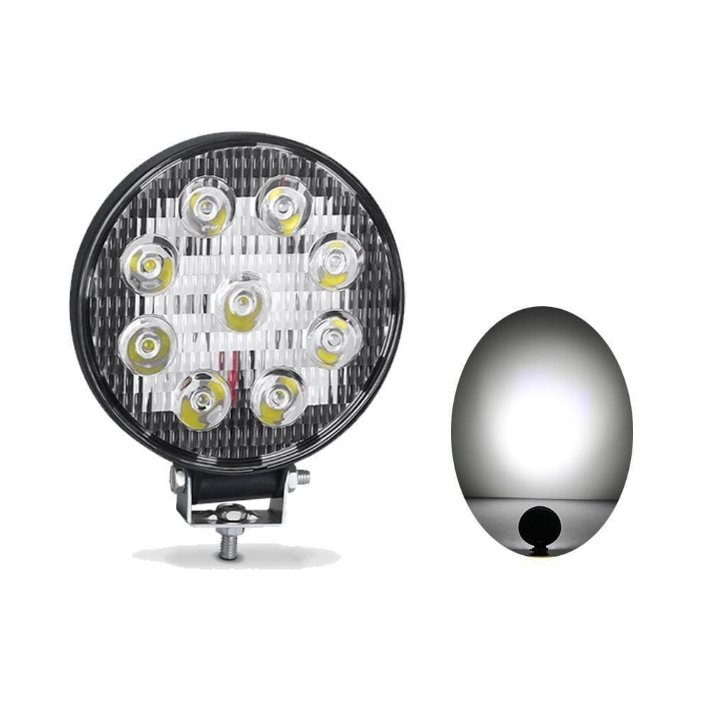 Farol Milha 9 Leds 27W 12V/24V Redondo Off-Road 6000K