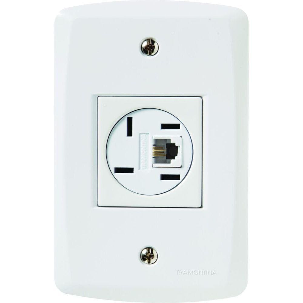 Placa 4x2+ 1 Tomada P-telefone 4p+rj11 Branco Tramontina Branco - 4x2