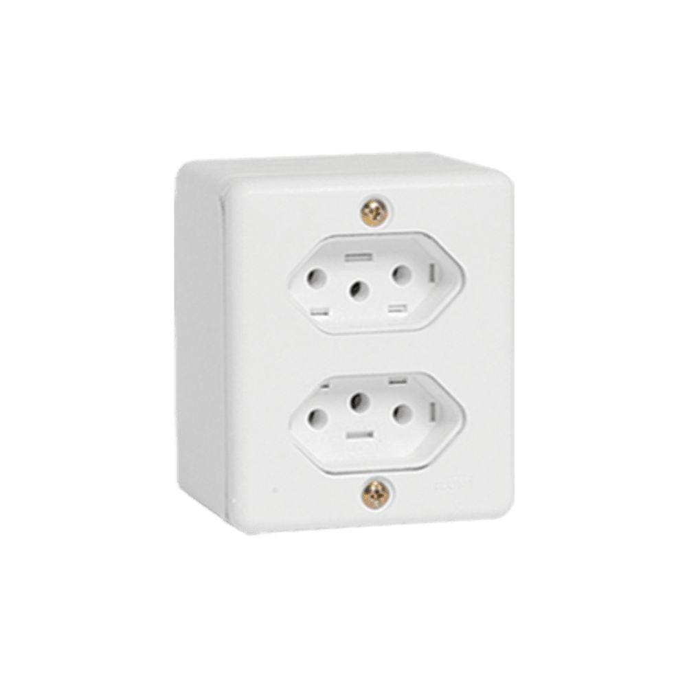 Tomada Sobrepor Dupla 250v 10a 63120 Ilumi Branco - 250v