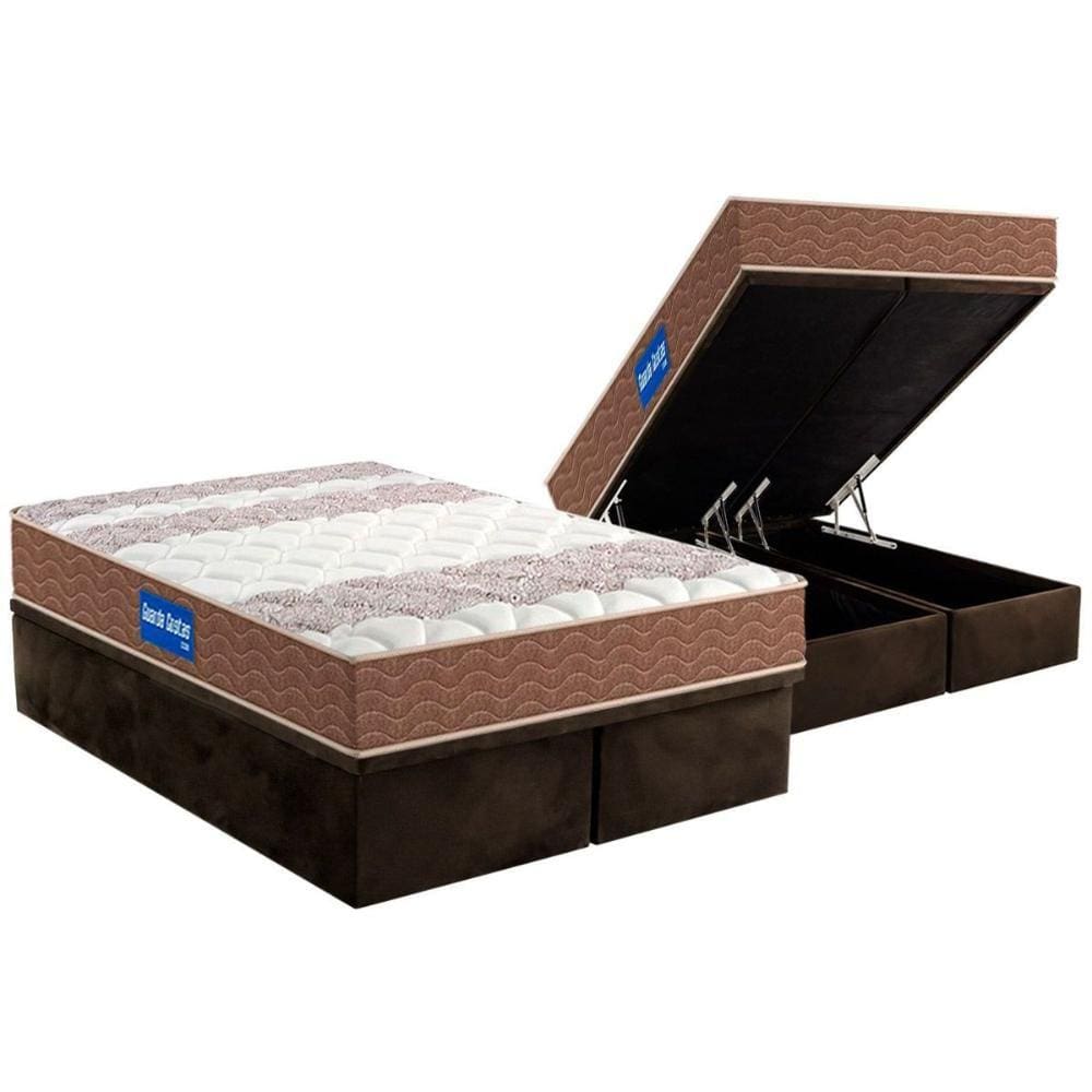 Conjunto Box Baú Queen: Colchão Espuma Probel D33 Guarda Costas + Base CRC Suede Brown(158x198)