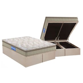 Conjunto Box Baú Queen: Colchão Espuma Probel D45 Guarda Costas Pillow Top + Base CRC Suede Clean(158x198)