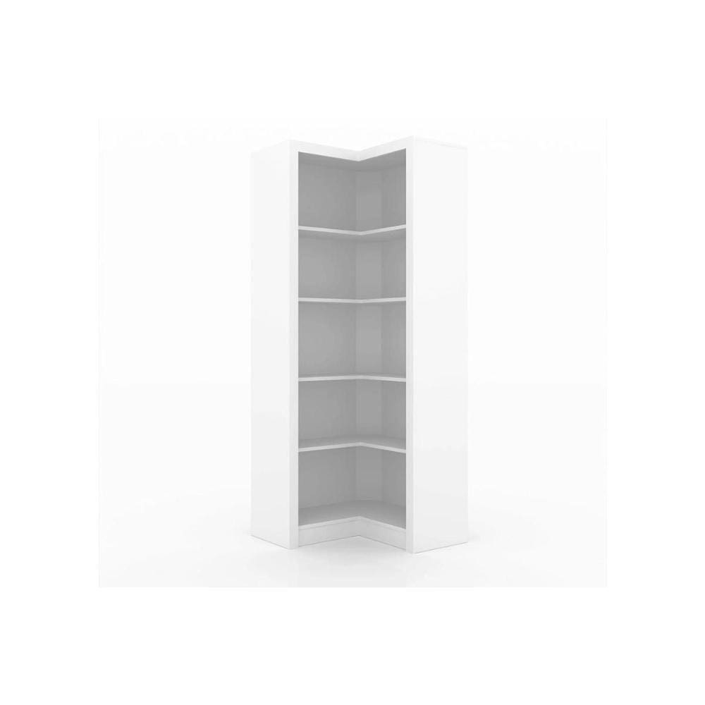 Estante Livreiro de Escritório ME4132 Canto c/ 4 Prateleiras Branco - Tecno Mobili