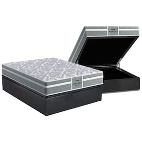 Cama Box Baú Casal: Colchão Anatômico Probel D28 / EP Firmepedic ProDormir Advanced Tech1000 Plus + Base CRC Suede Gray(138x188)