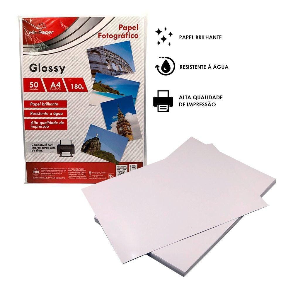 Papel Fotográfico A4 Glossy 50 Unidades Qualidade Studio