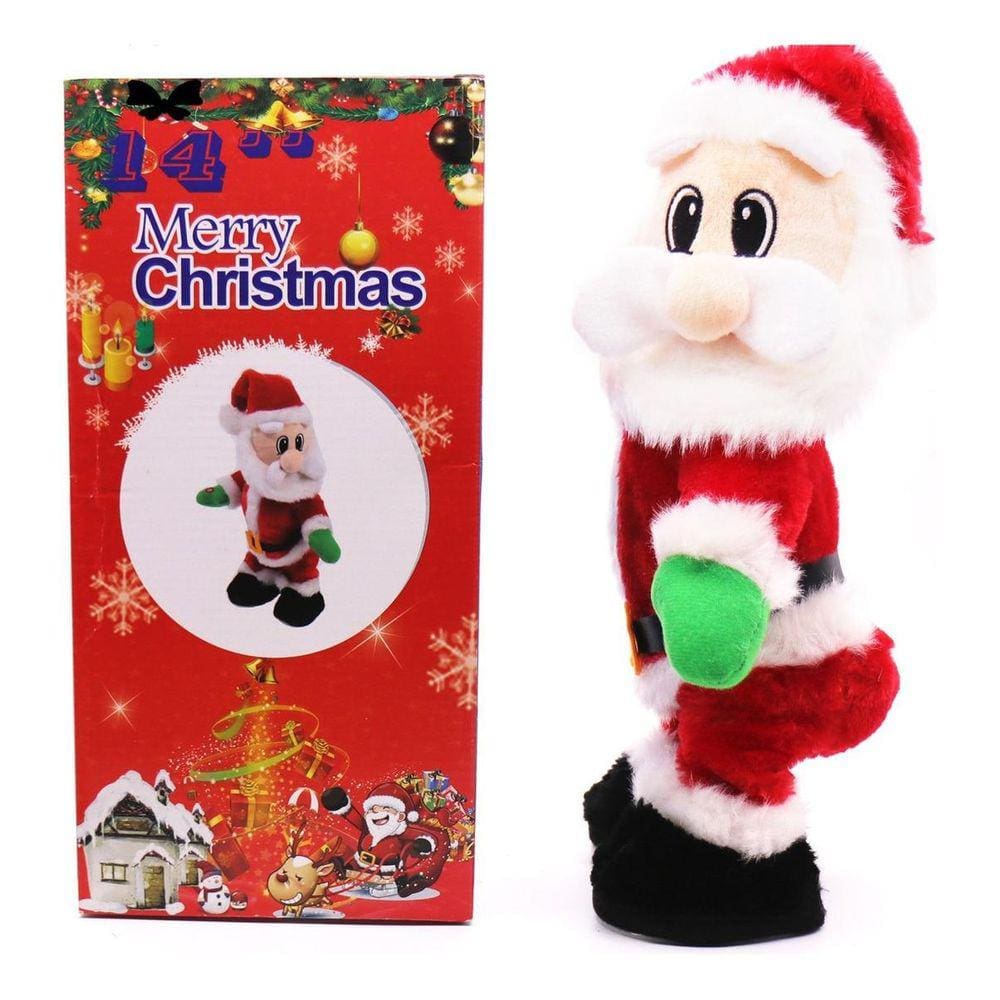 Papai Noel Dançarino Mexe Bumbum Musical Decoração 32Cm