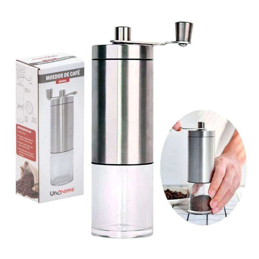 Moedor De Café Grãos Inox Portátil Manual Fácil Limpeza
