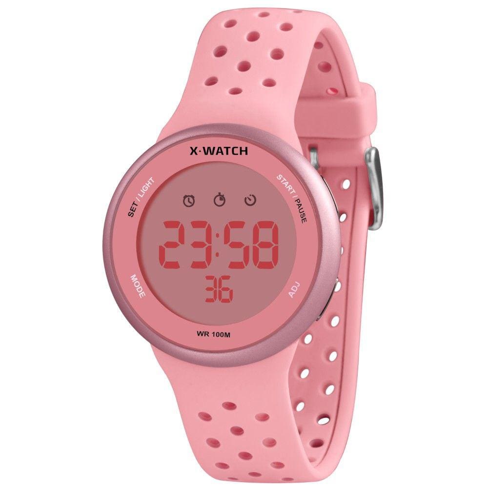 Relógio Pulso Digital Quartz Feminino X-Watch XFPPD095W Rosa