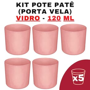 Kit Potes Vidro Patê Jateado Rosa 120ml  5 Unidades