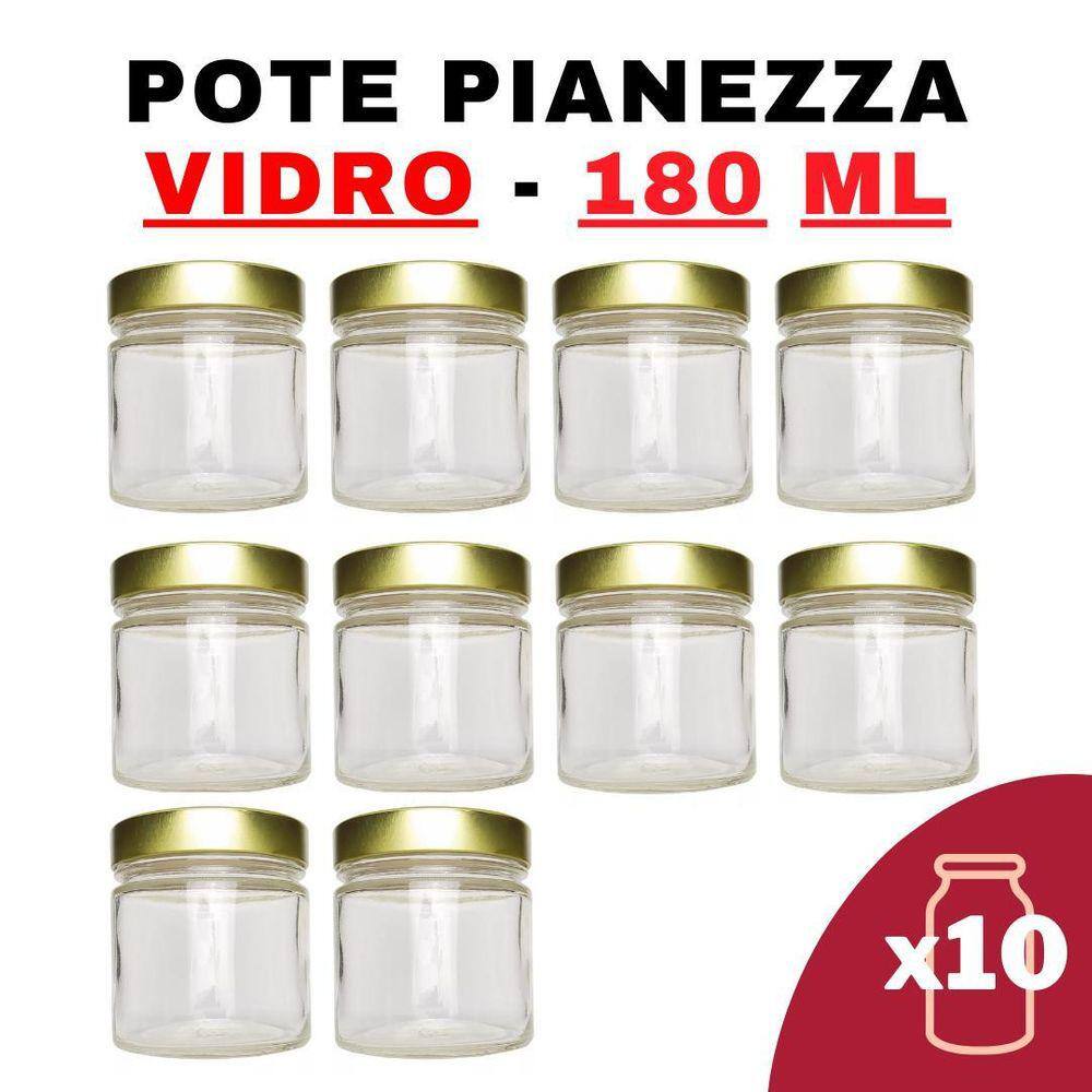 Kit Potes De Vidro Pianezza C/Tampa Dourado 180Ml