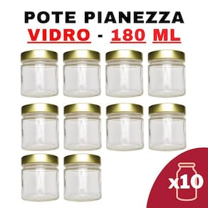 Kit Potes De Vidro Pianezza C/Tampa Dourado 180Ml