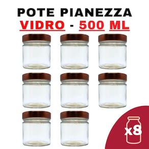 Kit Potes Vidro Pianezza Grande C/Tampa Em Metal Rosé 500Ml