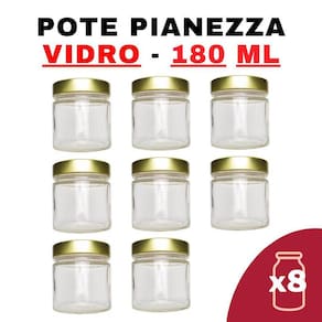 Kit Potes De Vidro Pianezza C/Tampa Dourado 180Ml
