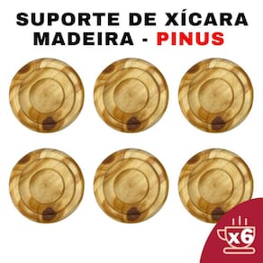 Kit Suporte De Xícaras Em Madeira Redondo