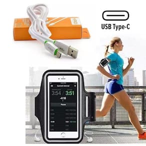 Braçadeira Para Celular Corrida Esporte Ciclismo Suporte Celular + Cabo USB TIPO C