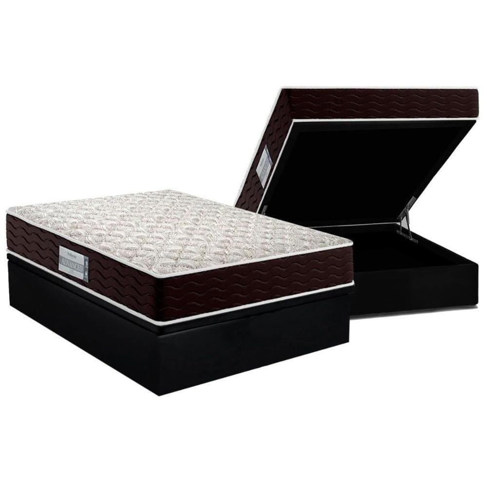Conjunto Box Baú Queen: Colchão Espuma Probel D33 ProDormir Advanced + Base CRC Suede Black(158x198)