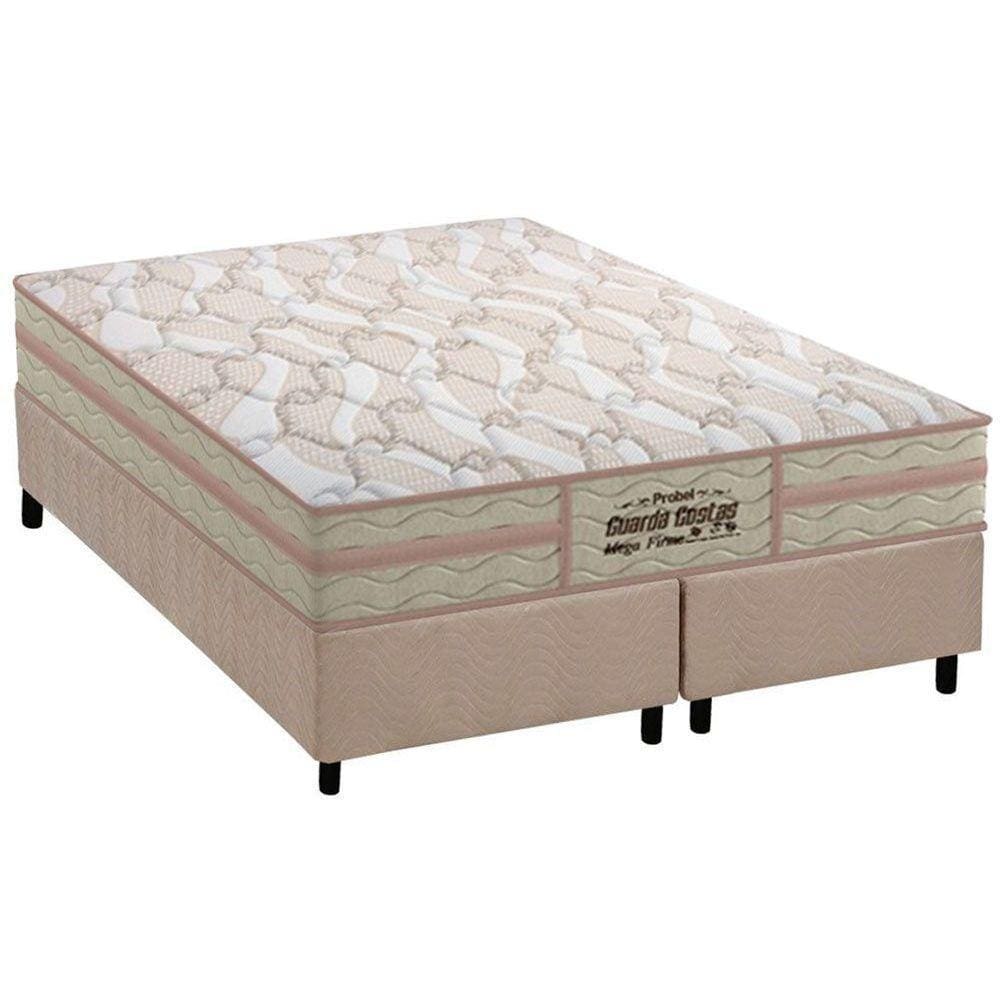 Conjunto Box Queen: Colchão Anatômico Probel AG65 Guarda Costas Mega Firme + Base CRC Suede Clean(158x198)