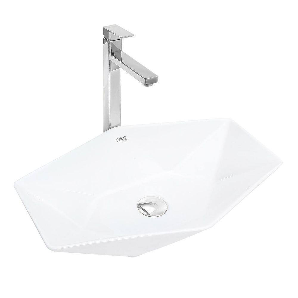 Kit Cuba Pia Louça Cerâmica Banheiro C/Torn E Vál Cromada 93