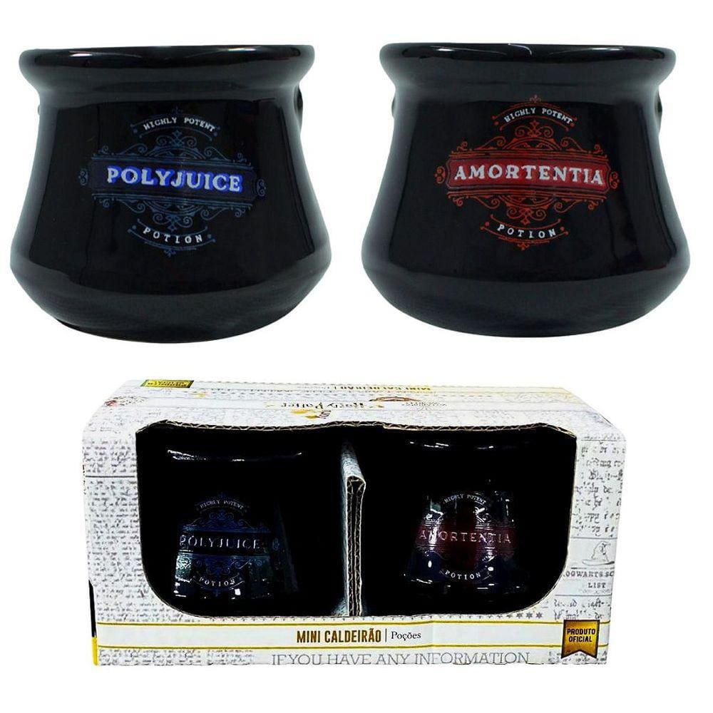 Kit 2 Shots Caldeirão Polyjuice Amortentia 3D Porcelana Oficial Harry Potter