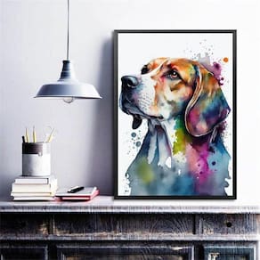 Quadro Decorativo Beagle Aquarela 33X24Cm